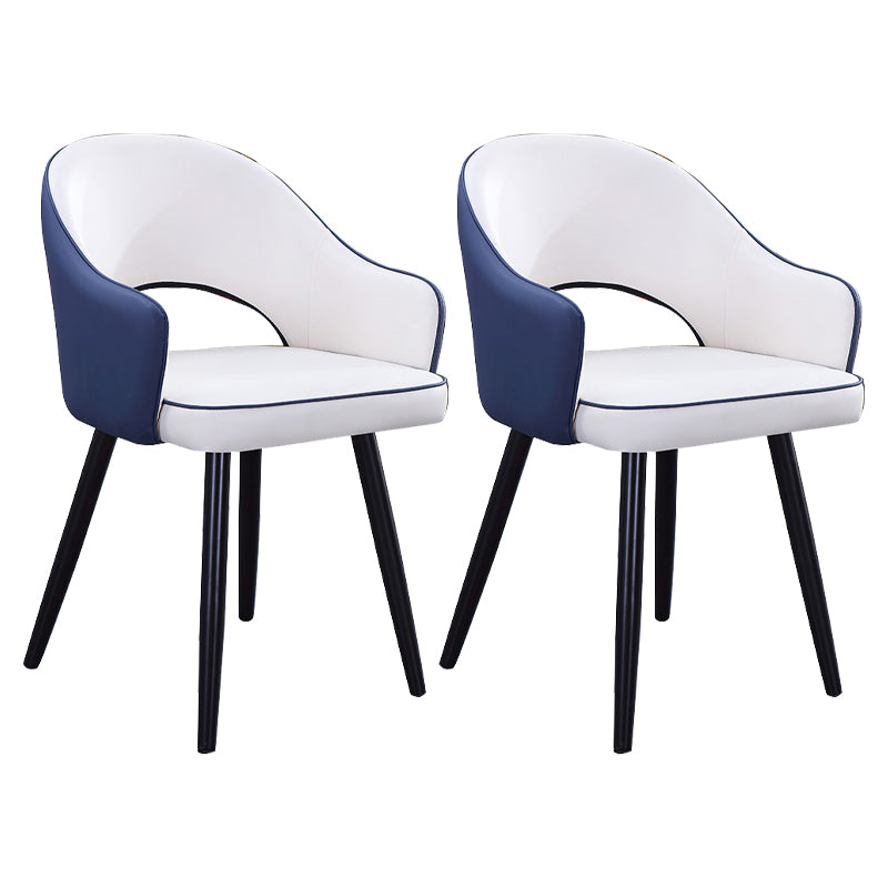 Sillón casero escandinavo tapizado con respaldo abierto Silla de comedor de metal