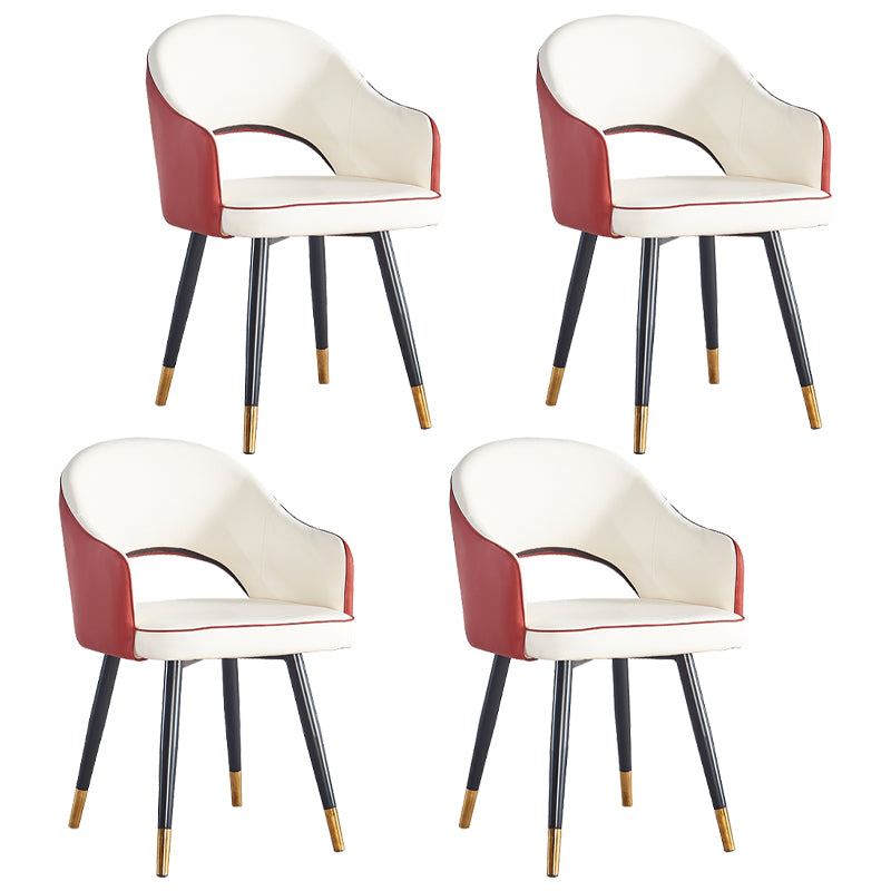 Sillón casero escandinavo tapizado con respaldo abierto Silla de comedor de metal
