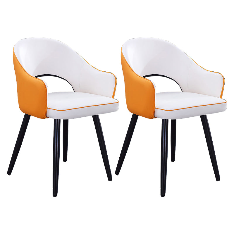 Sillón casero escandinavo tapizado con respaldo abierto Silla de comedor de metal