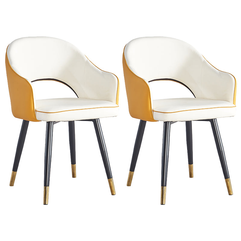 Sillón casero escandinavo tapizado con respaldo abierto Silla de comedor de metal