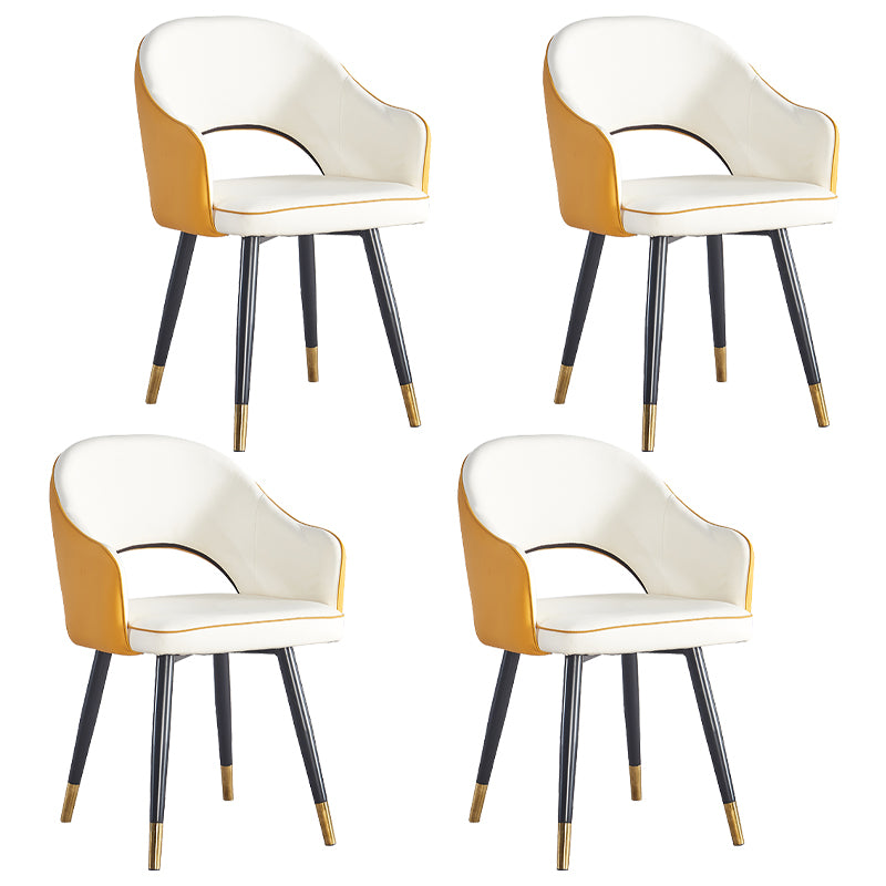 Sillón casero escandinavo tapizado con respaldo abierto Silla de comedor de metal