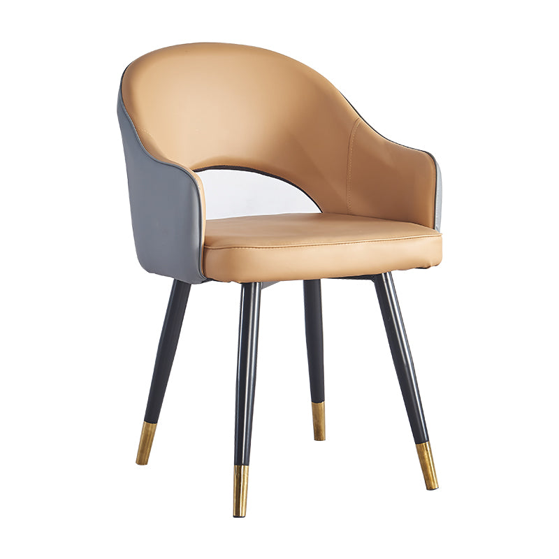 Sillón casero escandinavo tapizado con respaldo abierto Silla de comedor de metal