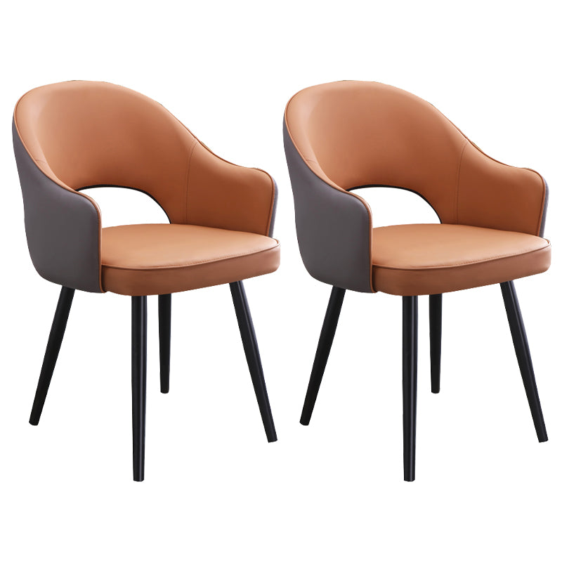 Sillón casero escandinavo tapizado con respaldo abierto Silla de comedor de metal