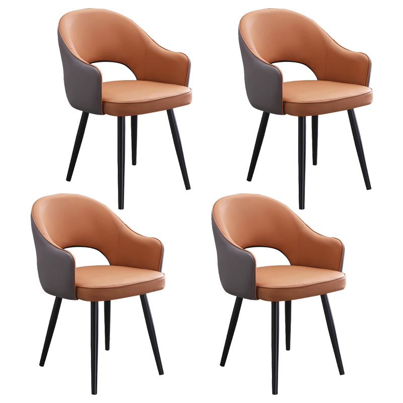 Sillón casero escandinavo tapizado con respaldo abierto Silla de comedor de metal
