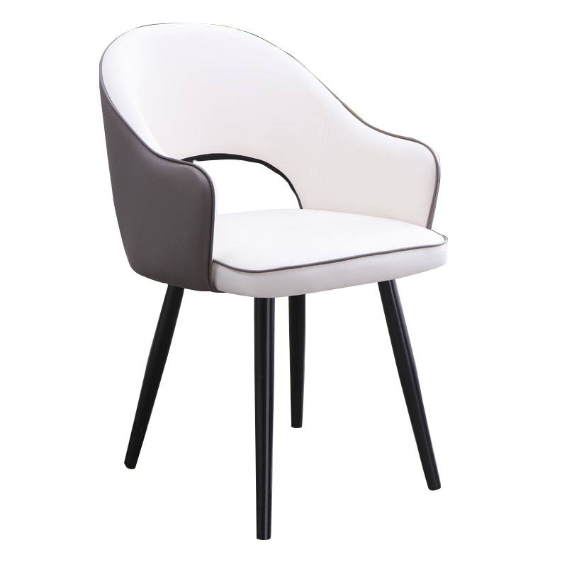 Sillón casero escandinavo tapizado con respaldo abierto Silla de comedor de metal