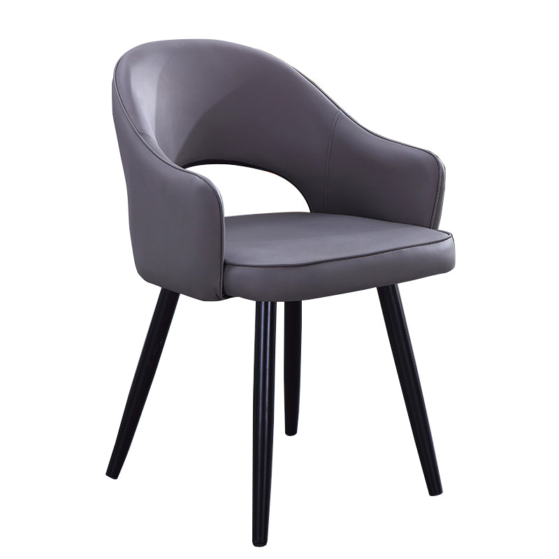 Fauteuil de maison scandinave rembourré, chaise de salle à manger en métal à dossier ouvert