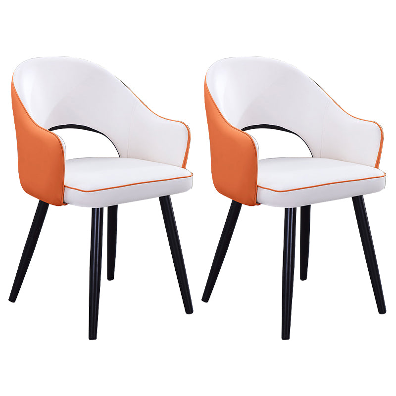 Sillón casero escandinavo tapizado con respaldo abierto Silla de comedor de metal