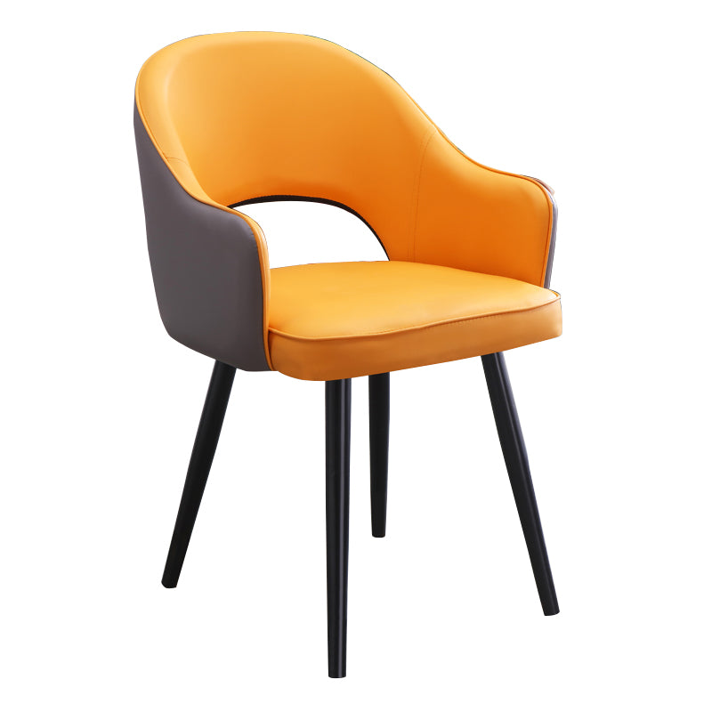 Sillón casero escandinavo tapizado con respaldo abierto Silla de comedor de metal