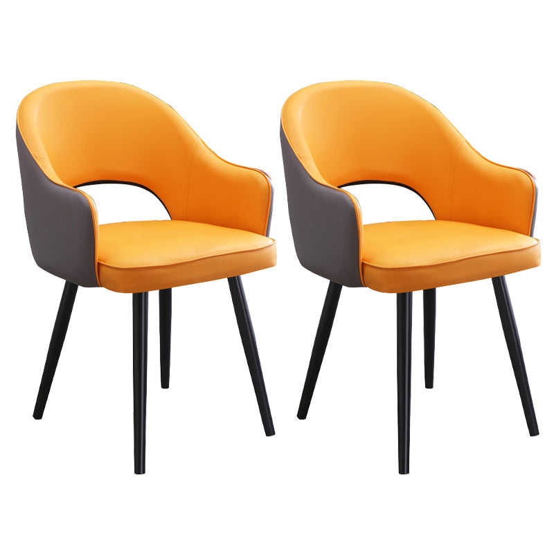 Sillón casero escandinavo tapizado con respaldo abierto Silla de comedor de metal