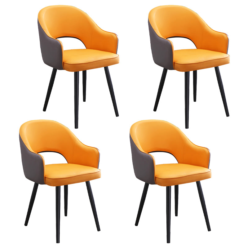 Sillón casero escandinavo tapizado con respaldo abierto Silla de comedor de metal