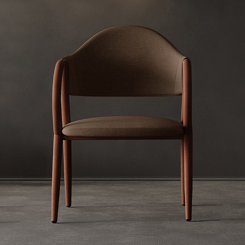 Silla de comedor de cuero industrial con respaldo abierto y patas de metal