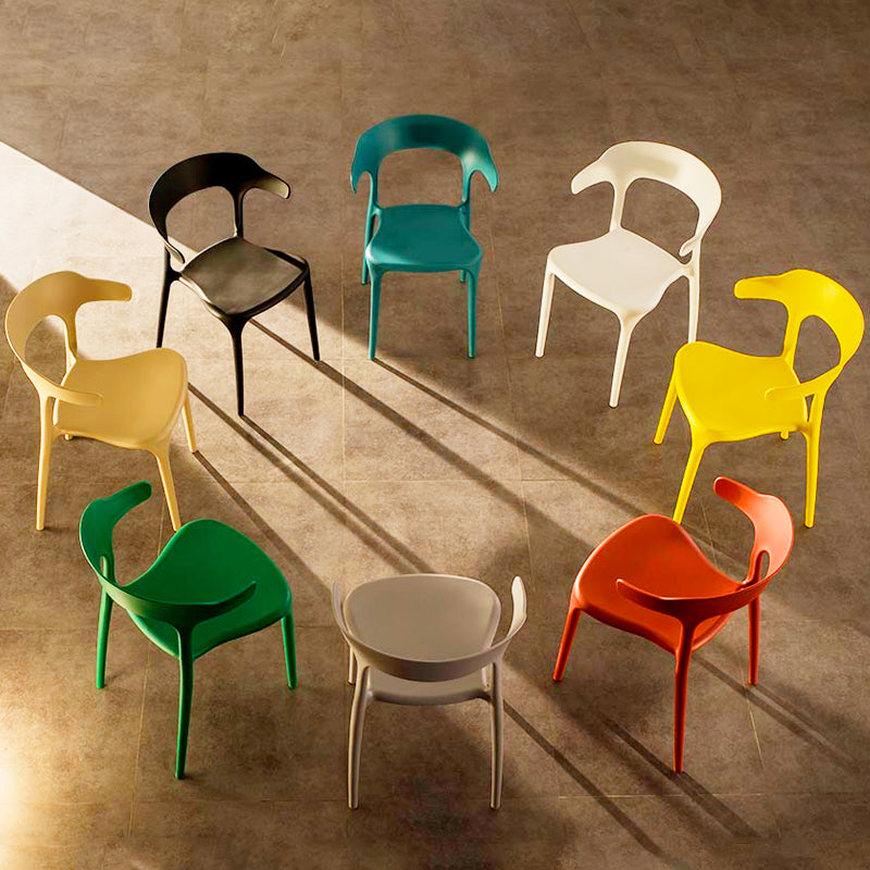 Sillas de comedor estilo Glam, silla auxiliar de plástico sin brazos para cocina (juego de 4)