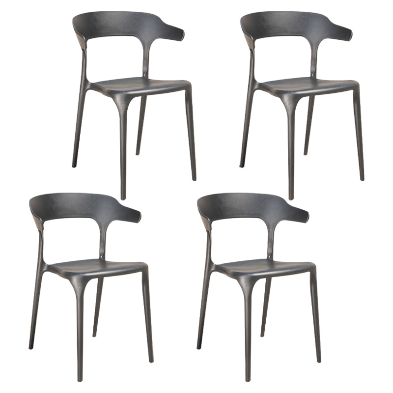 Sillas de comedor estilo Glam, silla auxiliar de plástico sin brazos para cocina (juego de 4)
