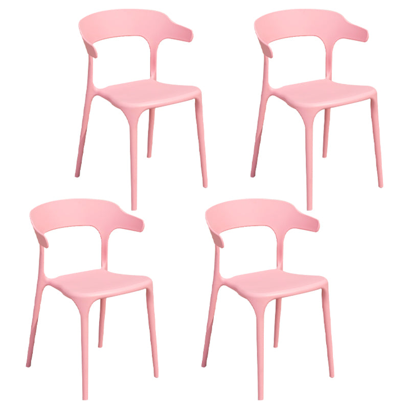 Sillas de comedor estilo Glam, silla auxiliar de plástico sin brazos para cocina (juego de 4)