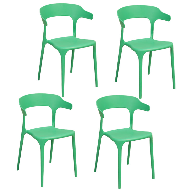 Sillas de comedor estilo Glam, silla auxiliar de plástico sin brazos para cocina (juego de 4)