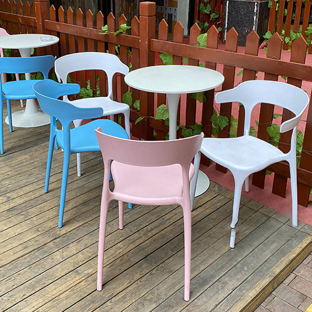 Sillas de comedor estilo Glam, silla auxiliar de plástico sin brazos para cocina (juego de 4)