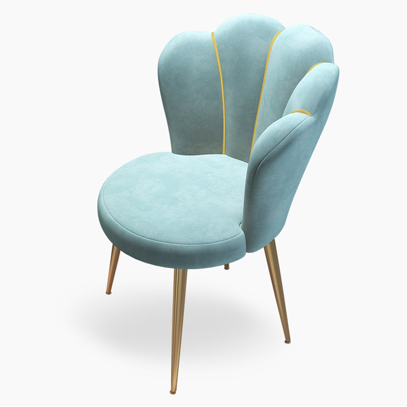 Silla de comedor sin brazos de terciopelo escandinavo Silla de comedor individual con respaldo sólido