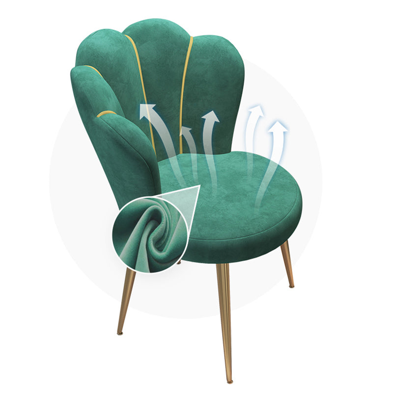 Silla de comedor sin brazos de terciopelo escandinavo Silla de comedor individual con respaldo sólido