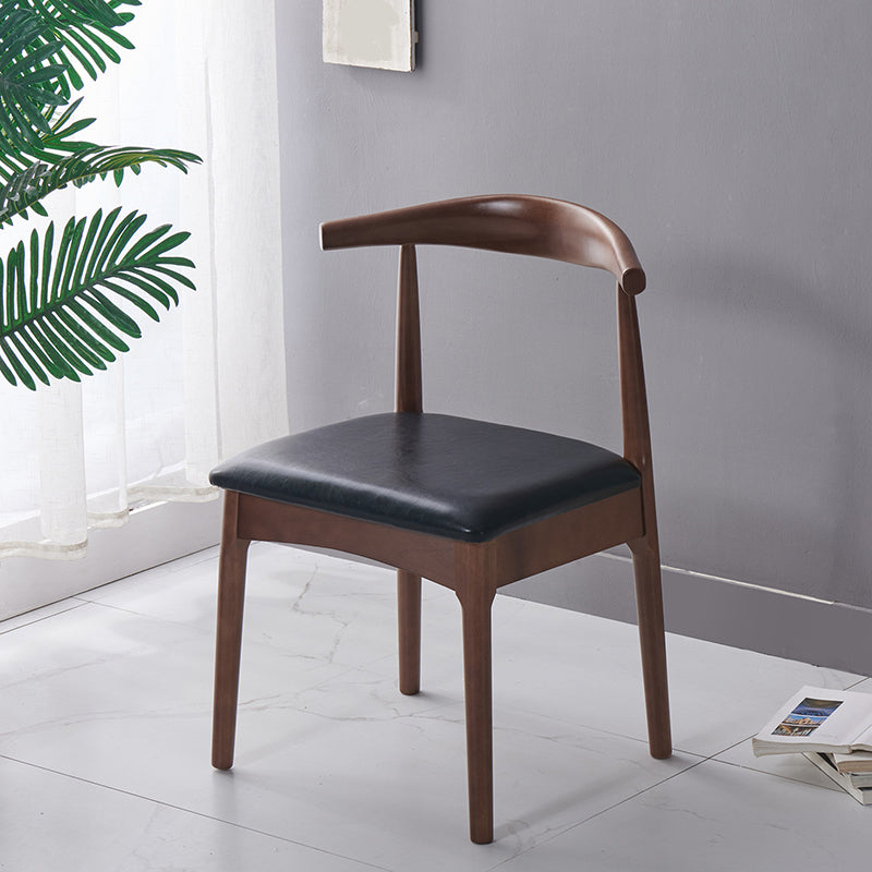 Chaise d'appoint d'intérieur scandinave, chaise de salle à manger en bois rembourrée à dossier ouvert
