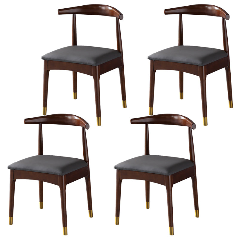 Silla lateral interior escandinava Silla de comedor tapizada con respaldo abierto de madera