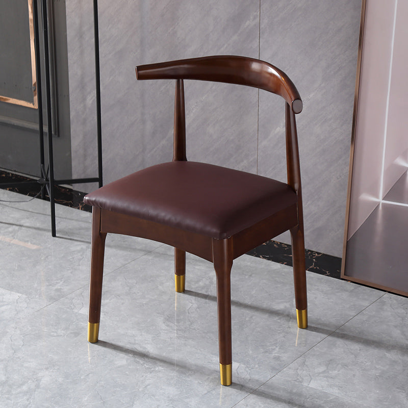 Chaise d'appoint d'intérieur scandinave, chaise de salle à manger en bois rembourrée à dossier ouvert
