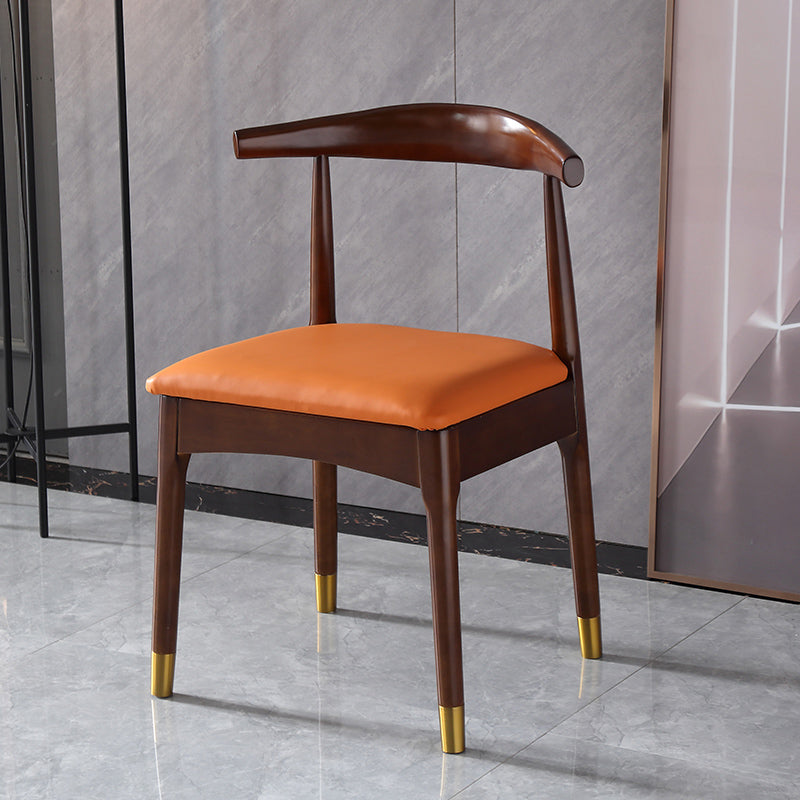 Silla lateral interior escandinava Silla de comedor tapizada con respaldo abierto de madera