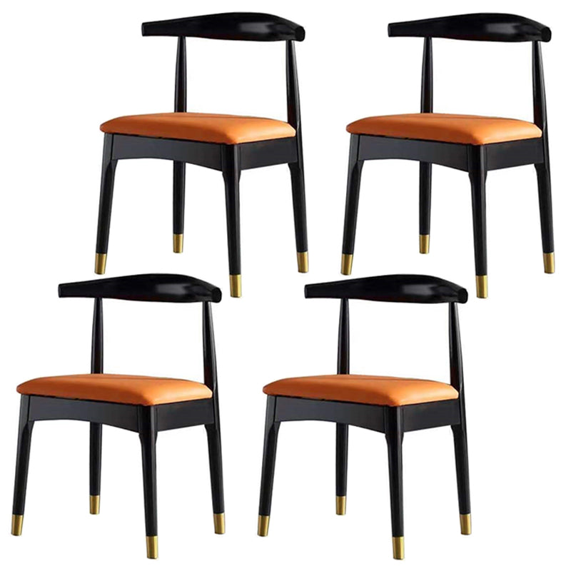 Silla lateral interior escandinava Silla de comedor tapizada con respaldo abierto de madera