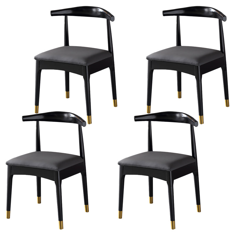 Silla lateral interior escandinava Silla de comedor tapizada con respaldo abierto de madera