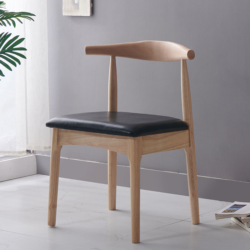 Chaise d'appoint d'intérieur scandinave, chaise de salle à manger en bois rembourrée à dossier ouvert