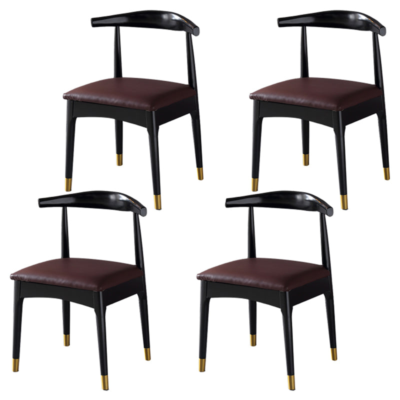 Silla lateral interior escandinava Silla de comedor tapizada con respaldo abierto de madera