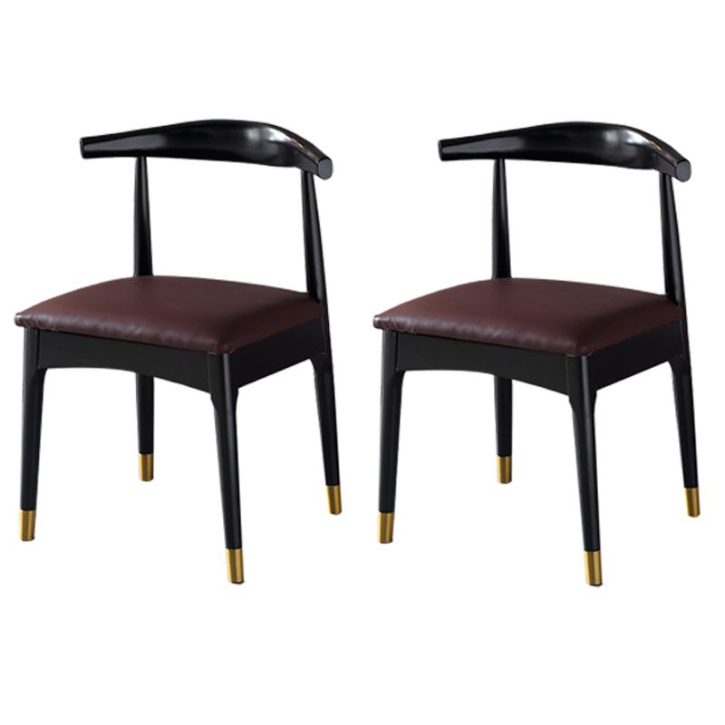 Silla lateral interior escandinava Silla de comedor tapizada con respaldo abierto de madera