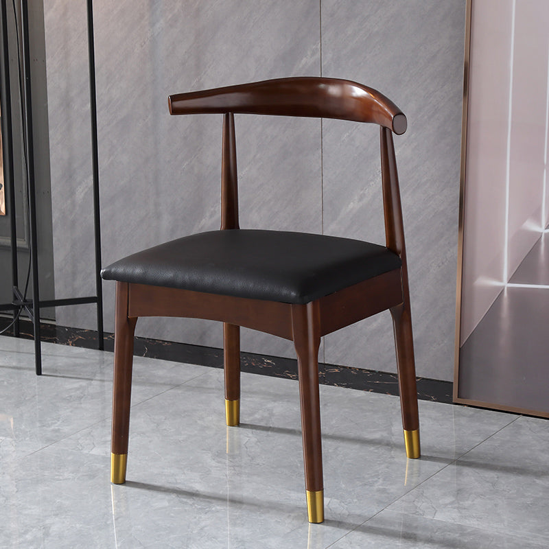 Silla lateral interior escandinava Silla de comedor tapizada con respaldo abierto de madera