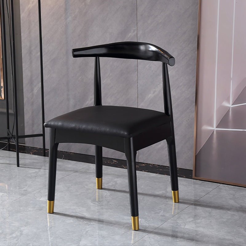 Silla lateral interior escandinava Silla de comedor tapizada con respaldo abierto de madera