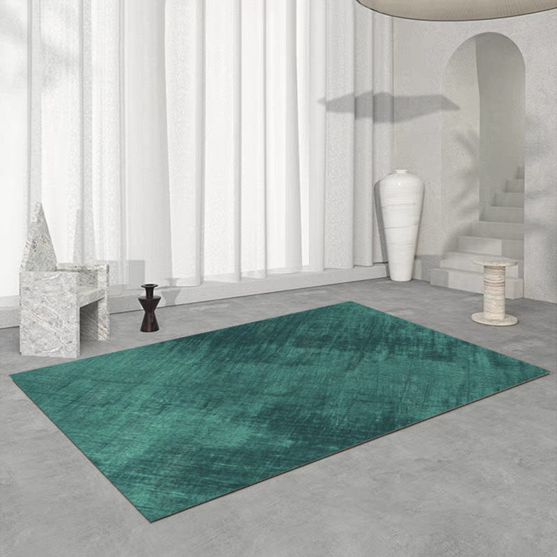 Dark Green Rug Polyester Solid Color Rug Washable Indoor Rug for Living Room