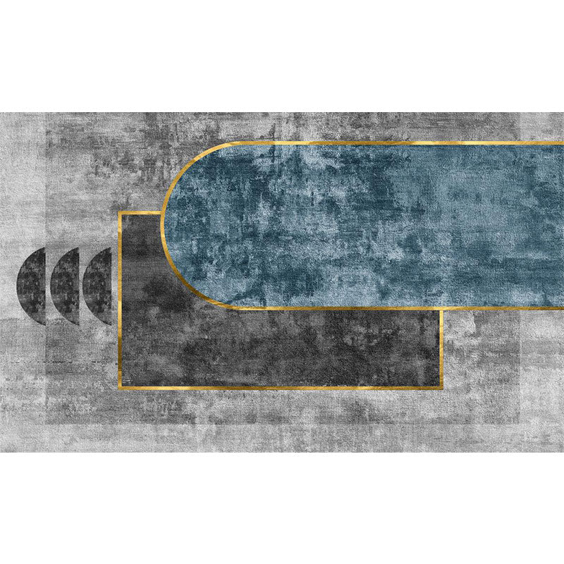 Blauwe woonkamer vloerkleed geometrisch patroon polyester gebied tapijt vlek resistent tapijt