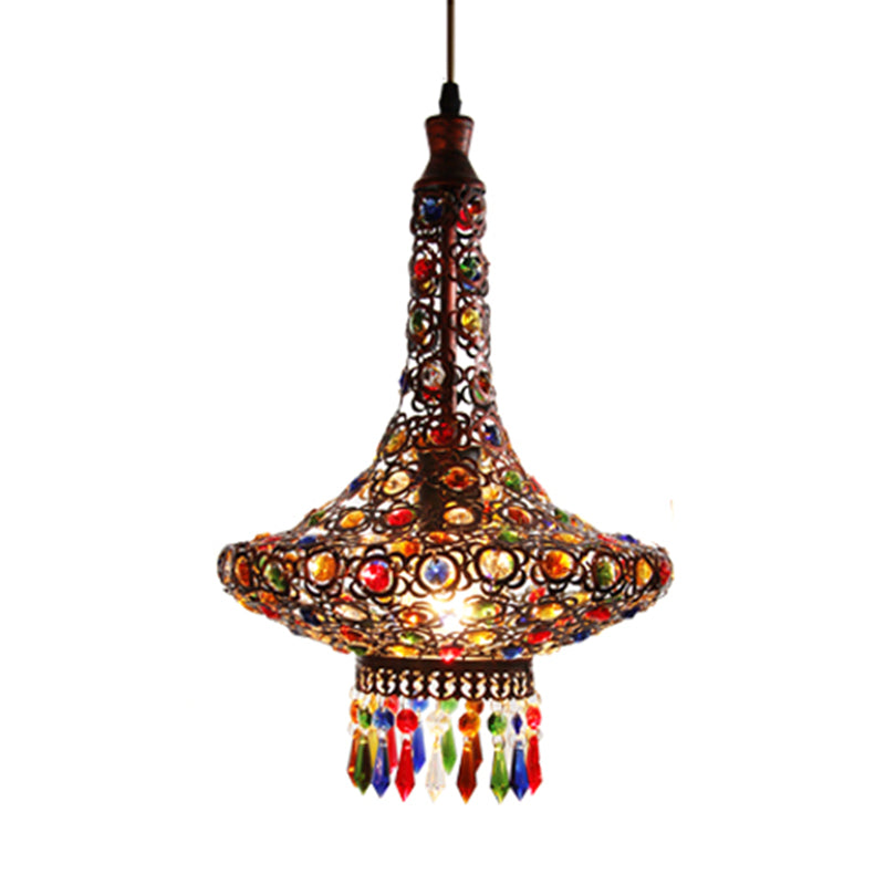 Teardrop Metal Hanging Pendant Bohemian 1 Head Kitchen Suspension Lamp in Copper