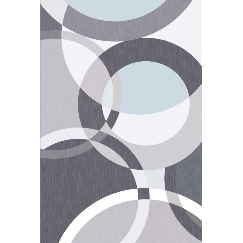 Red Modern Area Rug Polyester Ring Rug Non-Slip Backing Rug for Living Room