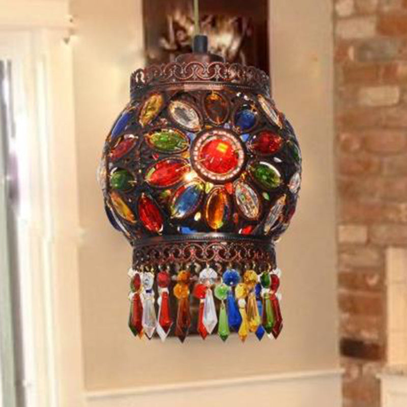 Kit de lámpara colgante esférica de cobre Bohemian Metal 1 Cabeza de comedor de la cabeza Luz