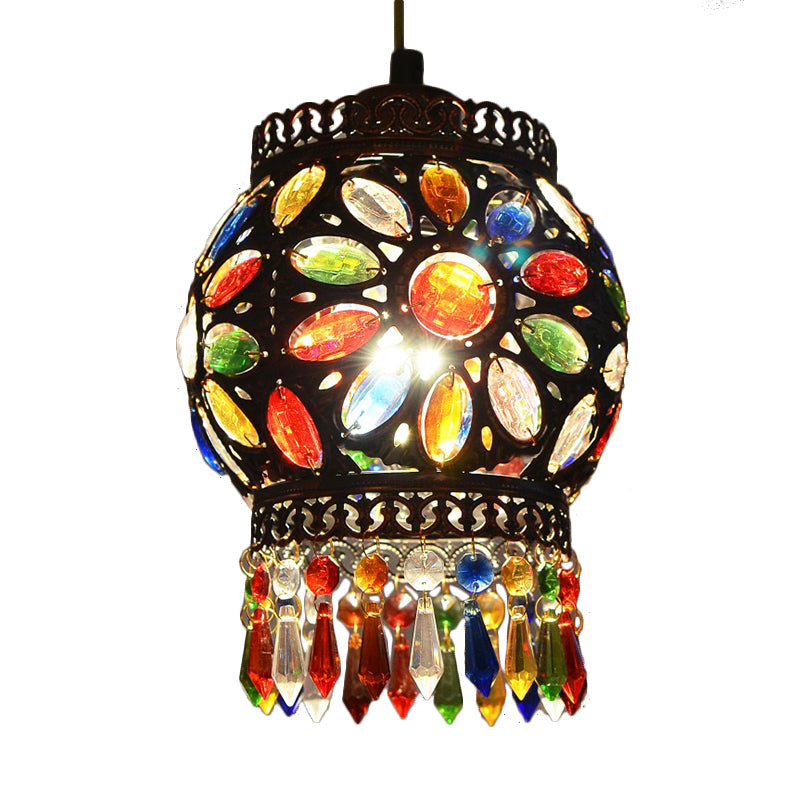 Kit de lámpara colgante esférica de cobre Bohemian Metal 1 Cabeza de comedor de la cabeza Luz