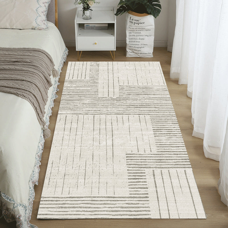 Modern Bedroom Area Rug Geometric Pattern Polyester Area Carpet Non-Slip Backing Area Rug