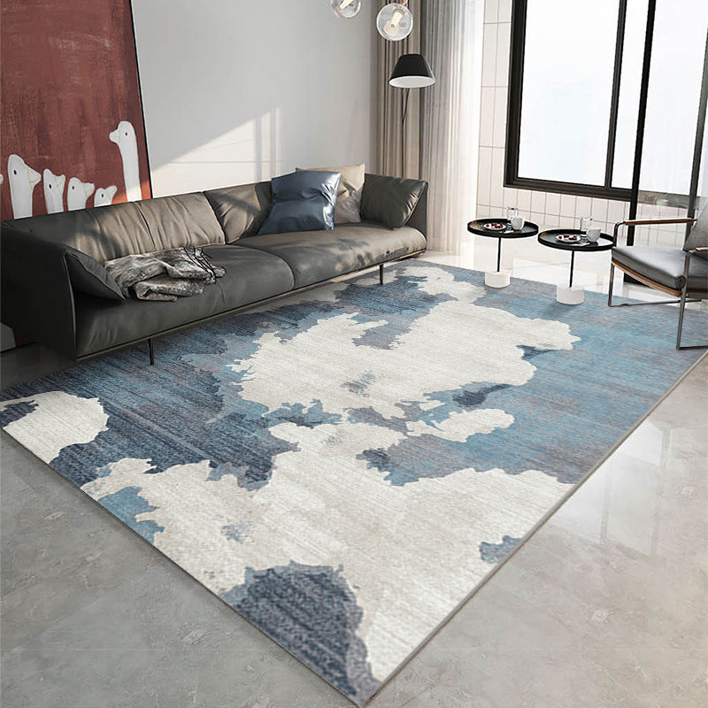 Zwart eenvoudige tapijten Polyester rechte lijn tapijt wasbaar tapijt voor woonkamer