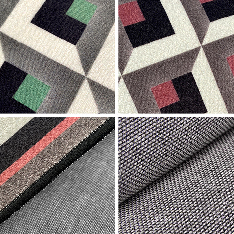 Groen geometrisch patroon tapijt Modern polyester gebied Rug vlekbestendig vloerkleed voor woonkamer