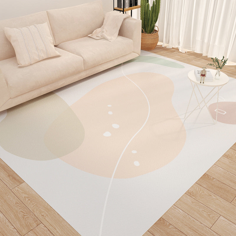 Light Pink Flower Indoor Rug PVC Nordic Rug Washable Rug for Living Room