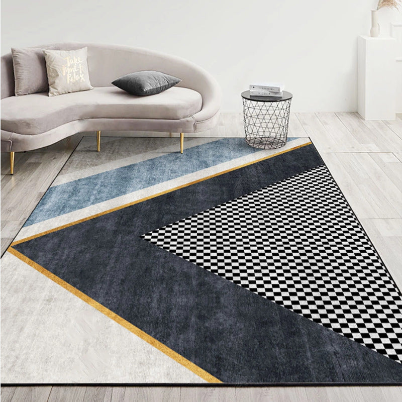 Trendy Color Block Luxury Carpet Polyester Area Rug Stain Resistant Area Carpet for Living Room