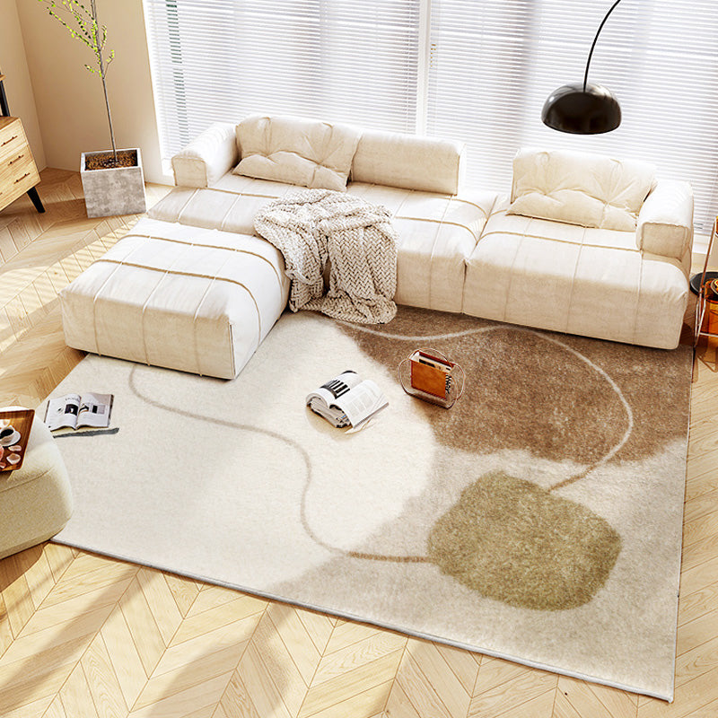 Dark Brown Modern Rug Polyester Color Piece Rug Washable Rug for Living Room