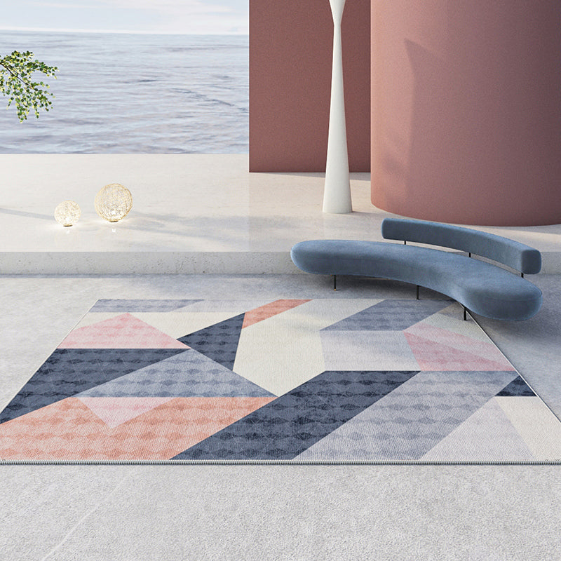 Contemporary Geometry Printed Rug Polyester Indoor Carpet Non-Slip Backing Carpet for Living Room