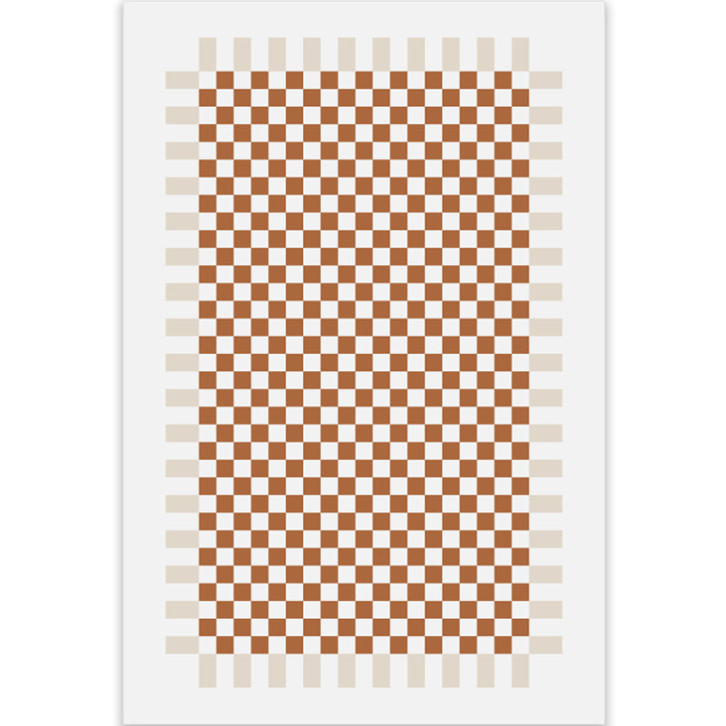 Minimalist Checkered Pattern Carpet Polyester Rug Non-Slip Backing Area Carpet for Living Room