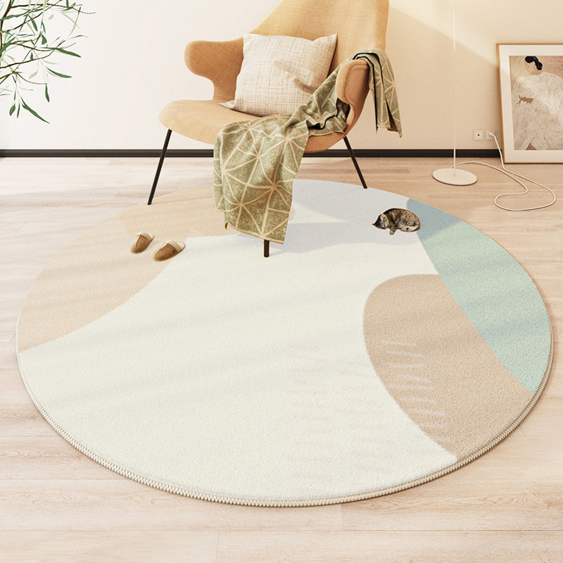 Navy Modern Rug Polyester Color Block Rug Washable Rug for Living Room