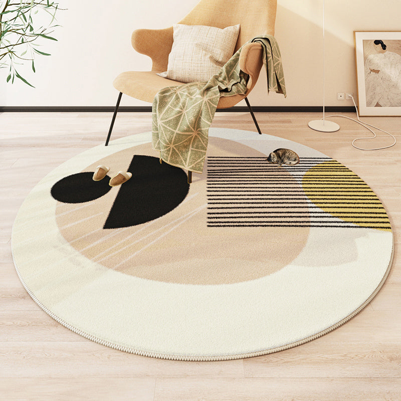 Navy Modern Rug Polyester Color Block Rug Washable Rug for Living Room