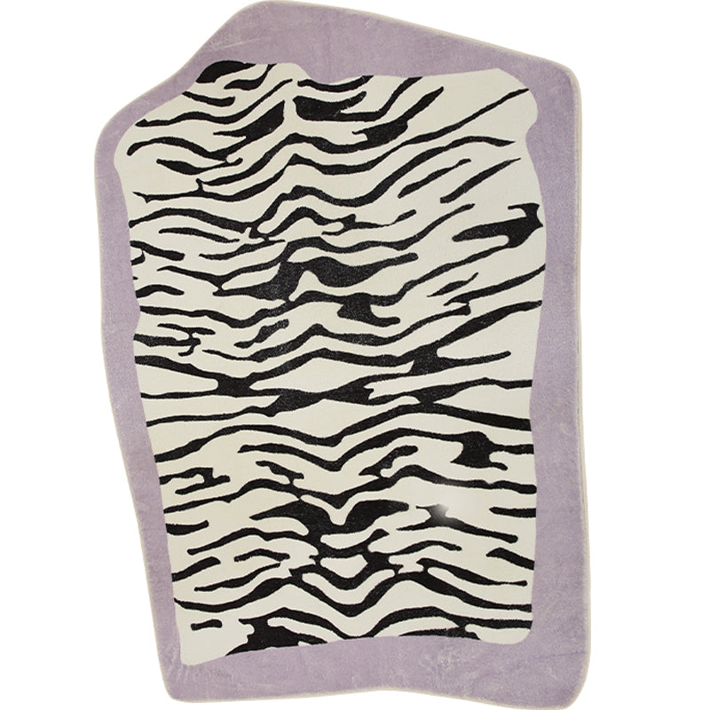 Creative Novelty Shape Carpet Modern Zebra Print Carpet Washable Polyester Rug with Non-Slip Backing